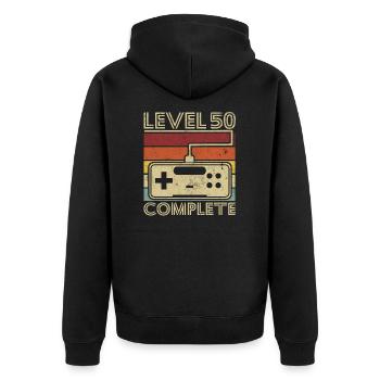 Level 50 komplett Geschenk 50 Jahre Geburtstag - Unisex Premium Bio Zip Hoodie - Schwarz - Hinten - Nico (187cm)