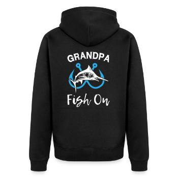 Grandpa Fish On Fishing - Unisex Premium Organic Zip Hoodie - black - Back - Nico (187cm)