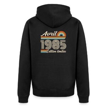 April 1985 Retro Birthday 1985 April 1985 - Unisex Premium Organic Zip Hoodie - black - Back - Nico (187cm)