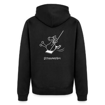 Schaukelfärt, färt, Schaukel, schaukeln, Pferd - Unisex Premium Bio Zip Hoodie - Schwarz - Hinten - Nico (187cm)