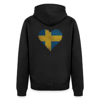 Schweden - Sweden - Swedish - Unisex Premium Bio Zip Hoodie - Schwarz - Hinten - Nico (187cm)