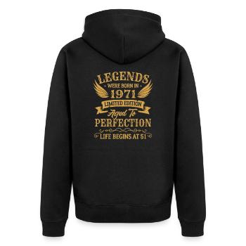 Les légendes sont nées en 1971 édition limitée - Veste à capuche bio Premium Unisexe - noir - Dos - Nico (187cm)