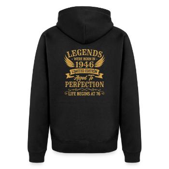 Les légendes sont nées en 1946 édition limitée - Veste à capuche bio Premium Unisexe - noir - Dos - Nico (187cm)
