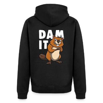 Cheeky beaver saying for beaver lovers - Unisex Premium Organic Zip Hoodie - black - Back - Nico (187cm)