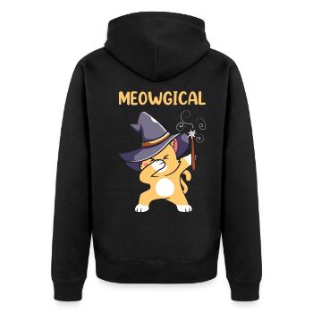 Halloween Katze Hexe - Unisex Premium Bio Zip Hoodie - Schwarz - Hinten - Nico (187cm)
