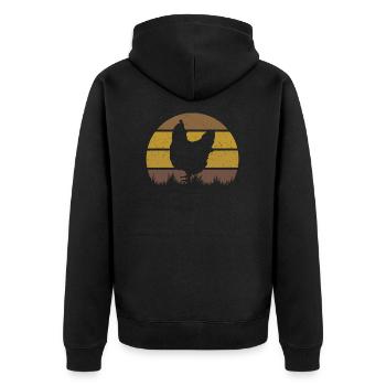 chicken - Unisex Premium Organic Zip Hoodie - black - Back - Nico (187cm)