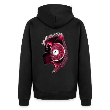 Big Eye Rouge, Vertical, Œil, Réaliste - Veste à capuche bio Premium Unisexe - noir - Dos - Nico (187cm)