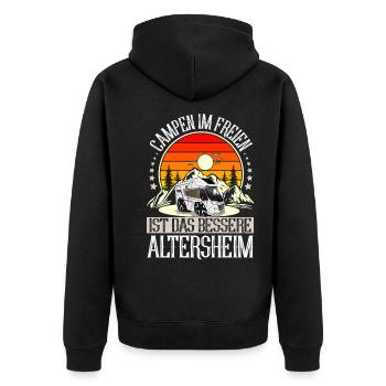 Camping Camper Campen - Unisex Premium Bio Zip Hoodie - Schwarz - Hinten - Nico (187cm)