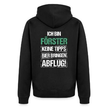 I'm a forester - bring beer and take off - Unisex Premium Organic Zip Hoodie - black - Back - Nico (187cm)
