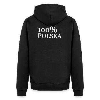 100% Polish Shirt - Unisex Premium Bio Zip Hoodie - Schwarz - Hinten - Nico (187cm)