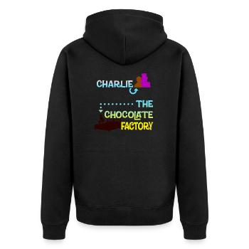 Charlie and the weird chocolate "maker" - Unisex Premium Organic Zip Hoodie - black - Back - Nico (187cm)