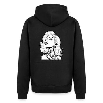 Grafik Motiv "Comic Gesicht" - Unisex Premium Bio Zip Hoodie - Schwarz - Hinten - Nico (187cm)