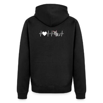Herzfrequenz Puls EKG - Mein Herzschlag Chinchilla - Unisex Premium Bio Zip Hoodie - Schwarz - Hinten - Nico (187cm)