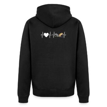 Heart Rate Pulse ECG - My Heartbeat Gerbil - Unisex Premium Organic Zip Hoodie - black - Back - Nico (187cm)