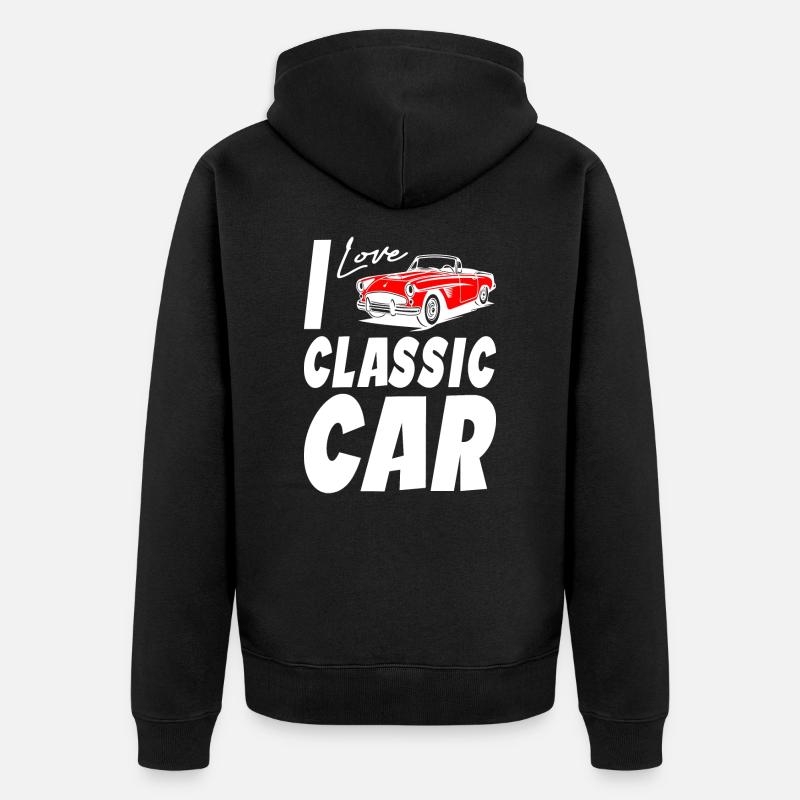 J’aime les voitures classiques - Veste à capuche bio Premium Unisexe - noir