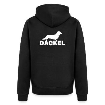 Dackel - Unisex Premium Bio Zip Hoodie - Schwarz - Hinten - Nico (187cm)