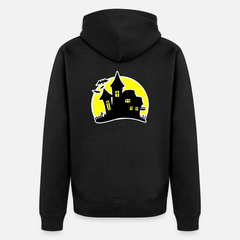 Maison d'Halloween Maison hantée - Veste à capuche bio Premium Unisexe - noir
