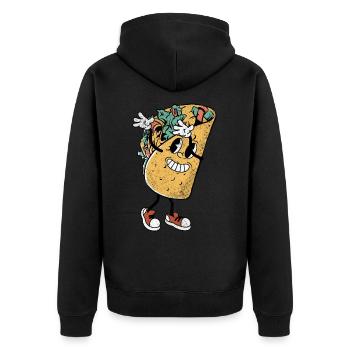 Taco - Unisex Premium Bio Zip Hoodie - Schwarz - Hinten - Nico (187cm)