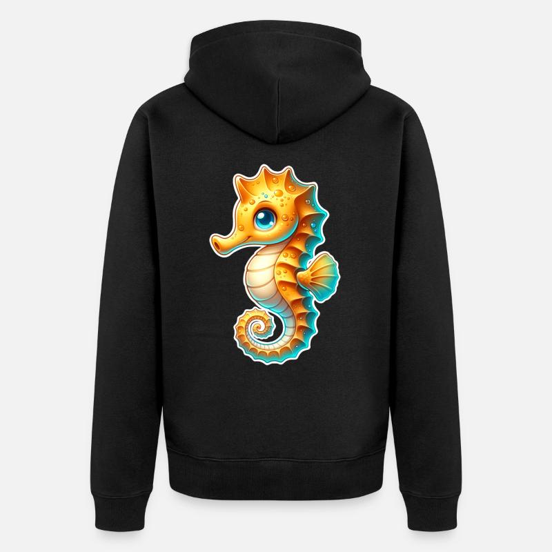 Seepferd Seepferdchen - Unisex Premium Bio Zip Hoodie - Schwarz