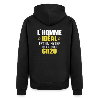 GR20 - Randonnée - Corse - Marche - Cadeau - Drôle - Veste à capuche bio Premium Unisexe - noir - Dos - Nico (187cm)