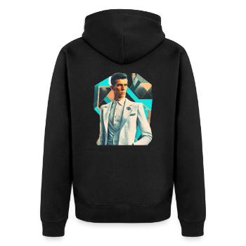 Retro Flash No20 - Unisex Premium Bio Zip Hoodie - Schwarz - Hinten - Nico (187cm)
