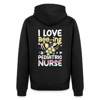 I Love Bee-ing a Pediatric Nurse - Unisex Premium Bio Zip Hoodie - Schwarz - Hinten - Nico (187cm)