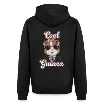 Coole Meerschweinchen mit Herz-Sonnenbrille - Unisex Premium Bio Zip Hoodie - Schwarz - Hinten - Nico (187cm)