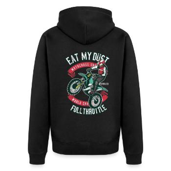 MANGEZ MON CADEAU MOTO MOTOCROSS POUSSIÈRE - Veste à capuche bio Premium Unisexe - noir - Dos - Nico (187cm)