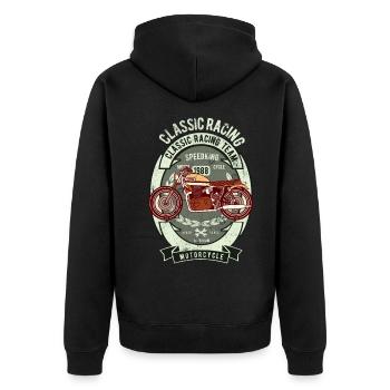 COURSE CAFERACER CAFE RACER MOTO MOTIF VINTAGE - Veste à capuche bio Premium Unisexe - noir - Dos - Nico (187cm)