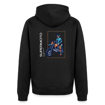 Supermoto - Unisex Premium Bio Zip Hoodie - Schwarz - Hinten - Nico (187cm)