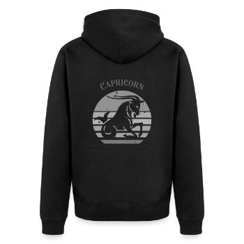 Logo rétro signe astrologique "Capricorne" - Veste à capuche bio Premium Unisexe - noir - Dos - Nico (187cm)