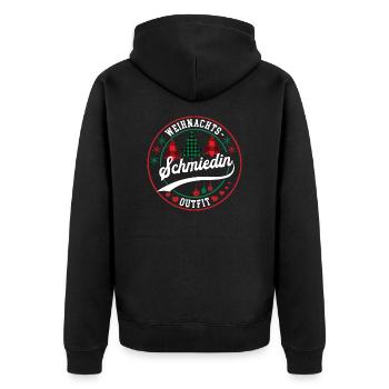 Schmiedin Weihnachten Weihnachtsgeschenk Schmiede - Unisex Premium Bio Zip Hoodie - Schwarz - Hinten - Nico (187cm)