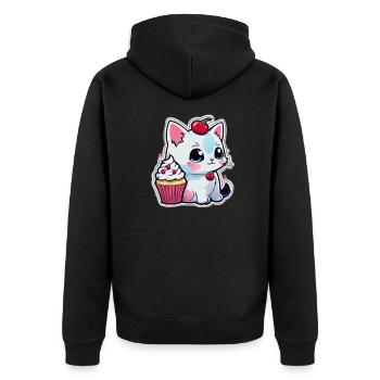 Cute cat in cupcake costume - Unisex Premium Organic Zip Hoodie - black - Back - Nico (187cm)