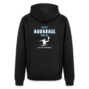 Bester Aquaball Spieler Aquaballer Aquaballspieler - Unisex Premium Bio Zip Hoodie - Schwarz - Hinten - Nico (187cm)