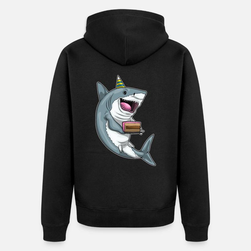 Gâteau d’anniversaire requin - Veste à capuche bio Premium Unisexe - noir