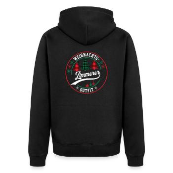 Weihnachten Zimmerer Zimmerei XMAS Outfit - Unisex Premium Bio Zip Hoodie - Schwarz - Hinten - Nico (187cm)