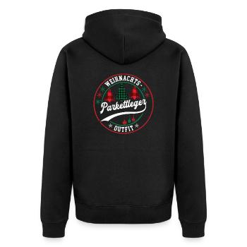 Weihnachten Parkettleger Parkettlegerei XMAS - Unisex Premium Bio Zip Hoodie - Schwarz - Hinten - Nico (187cm)