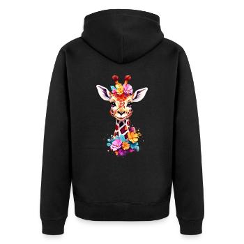 Giraffe V1 24 05 - Unisex Premium Bio Zip Hoodie - Schwarz - Hinten - Nico (187cm)