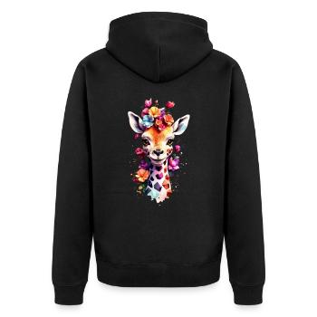 Giraffe V1 24 03 - Unisex Premium Bio Zip Hoodie - Schwarz - Hinten - Nico (187cm)