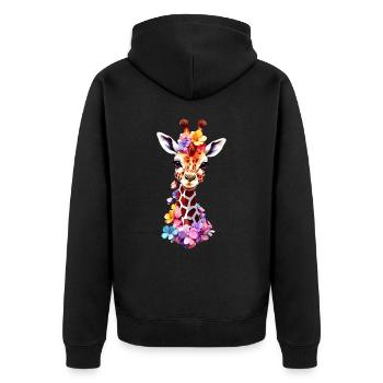 Giraffe V1 24 19 - Unisex Premium Bio Zip Hoodie - Schwarz - Hinten - Nico (187cm)