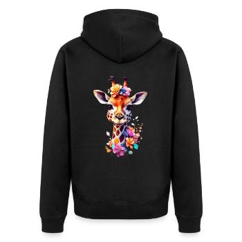 Giraffe V1 24 20 - Unisex Premium Bio Zip Hoodie - Schwarz - Hinten - Nico (187cm)