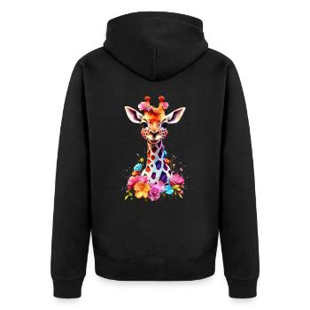 Giraffe V1 24 02 - Unisex Premium Bio Zip Hoodie - Schwarz - Hinten - Nico (187cm)