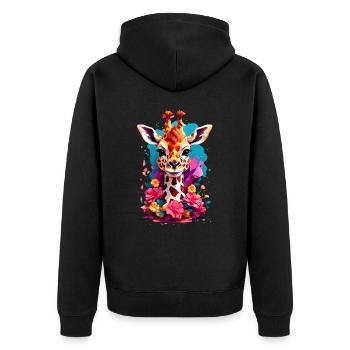 Giraffe V1 24 07 - Unisex Premium Bio Zip Hoodie - Schwarz - Hinten - Nico (187cm)