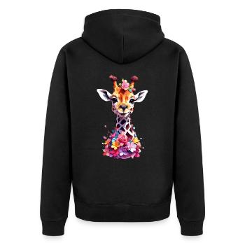 Giraffe V1 24 23 - Unisex Premium Bio Zip Hoodie - Schwarz - Hinten - Nico (187cm)