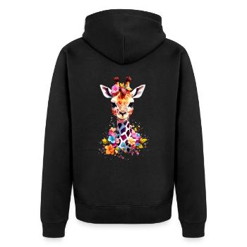 Giraffe V1 24 25 - Unisex Premium Bio Zip Hoodie - Schwarz - Hinten - Nico (187cm)
