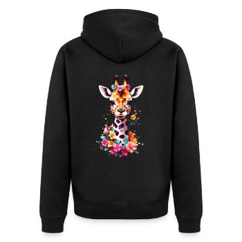 Giraffe V1 24 27 - Unisex Premium Bio Zip Hoodie - Schwarz - Hinten - Nico (187cm)