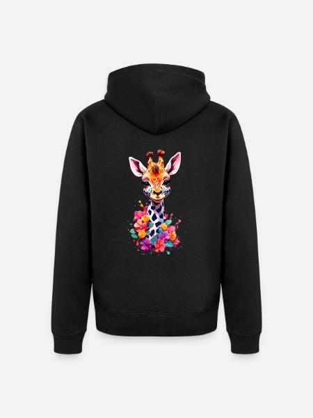 Giraffe V1 24 32 - Unisex Premium Organic Zip Hoodie - black