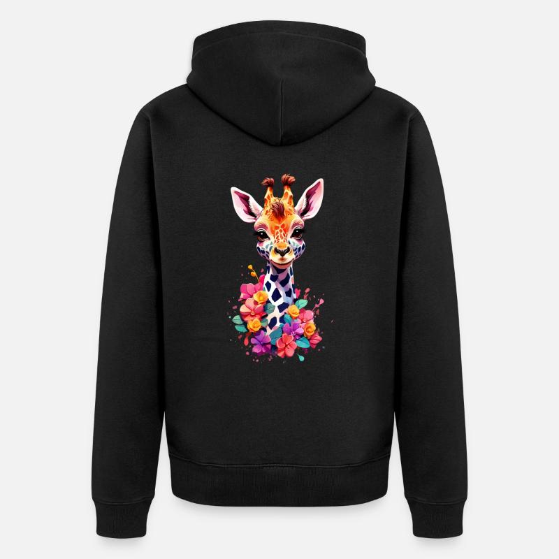 Giraffe V1 24 32 - Unisex Premium Bio Zip Hoodie - Schwarz