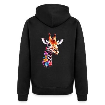 Giraffe V1 24 24 - Unisex Premium Bio Zip Hoodie - Schwarz - Hinten - Nico (187cm)