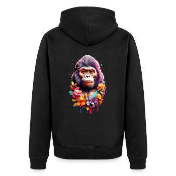 Gorilla V1 24 04 - Unisex Premium Organic Zip Hoodie - black - Back - Nico (187cm)